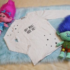 Boys Size 8 White Text Print Long Sleeve Shirt